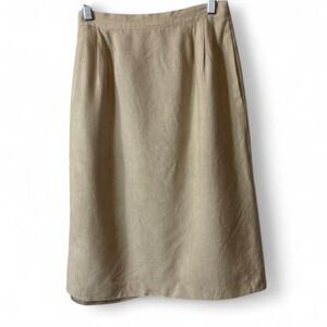 Vintage 90s Amanda Smith Petites Beige Midi Pencil Skirt, Women's Size 8